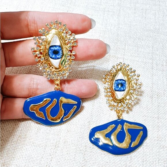 Vintage evil eye earrings N488 - Picture 4 of 4